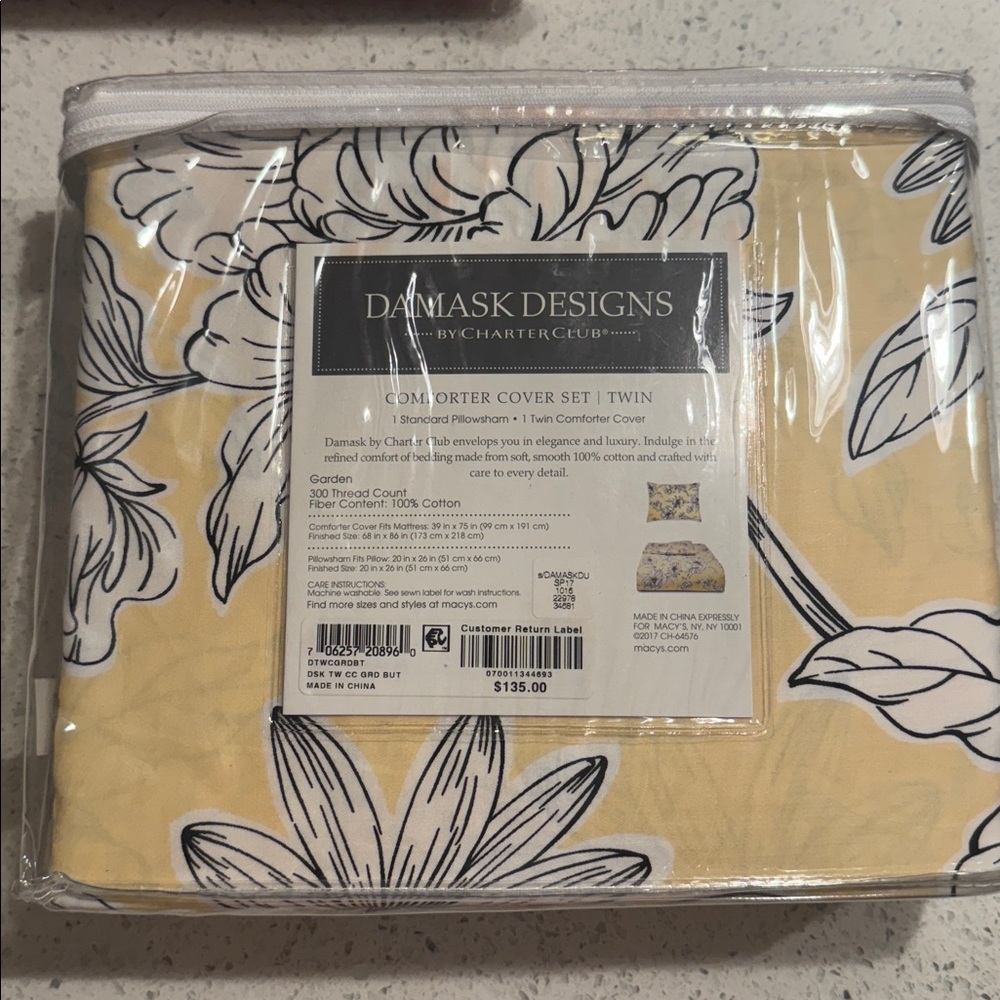 Charter Club Yellow and White Floral Comforter Cover Set